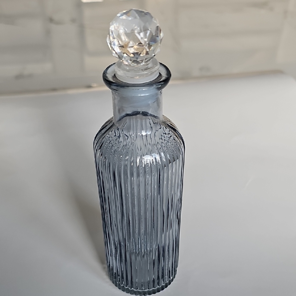 ❤️ 3 for $10 ❤️ Vintage Blue Glass Bottle with Crystal Stopper